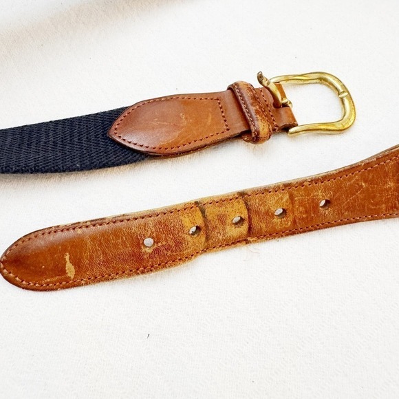 Coach Canvas Leather Accent Belt Brass Buckles 38” - Picture 3 of 5